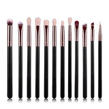 Brochas para ojos, Gloriz 12 Piezas Brochas Ojos, Base Maquillaje Professional, Set de Brochas, Pinceles de Maquillaje, Color Negro