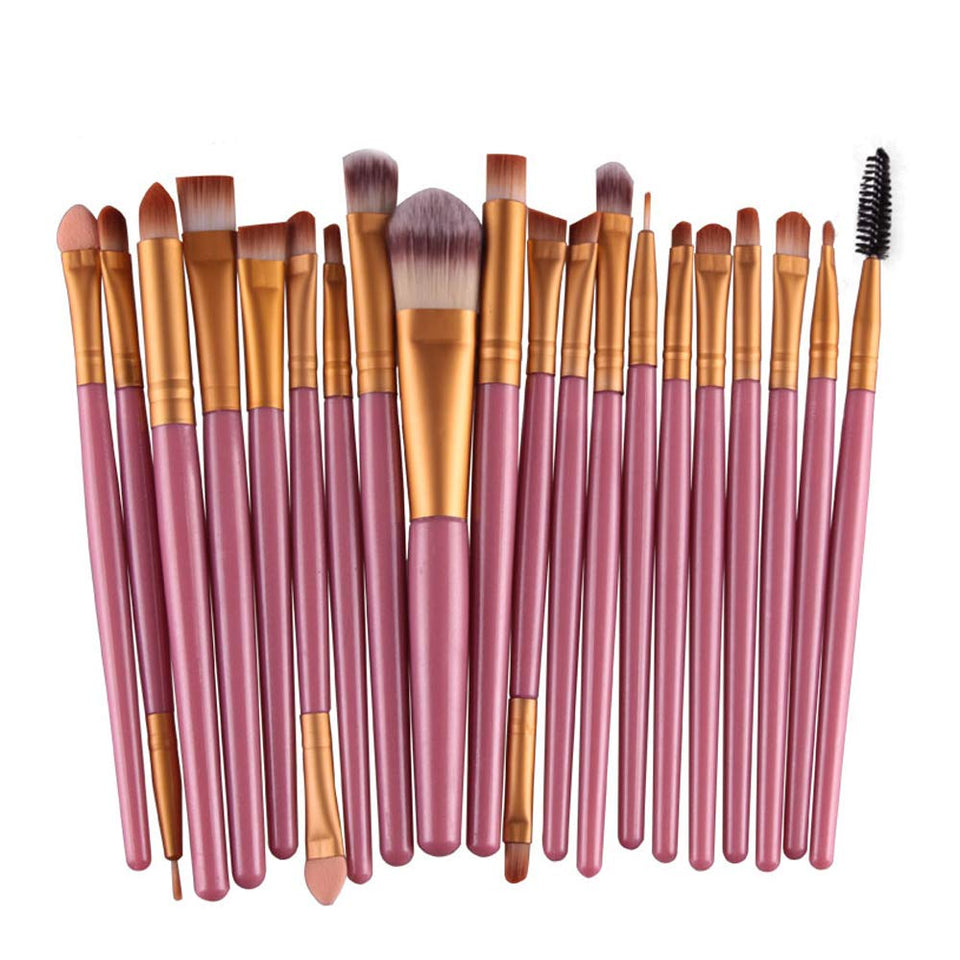ZUMECA Brochas de Maquillaje, 20pcs Set Maquillaje Profesional Pinceles Maquillaje para Sombra de Ojos, Colorete,Los Labios, Polvo y Cejas con Esponja de Huevo de Belleza (Rosa)