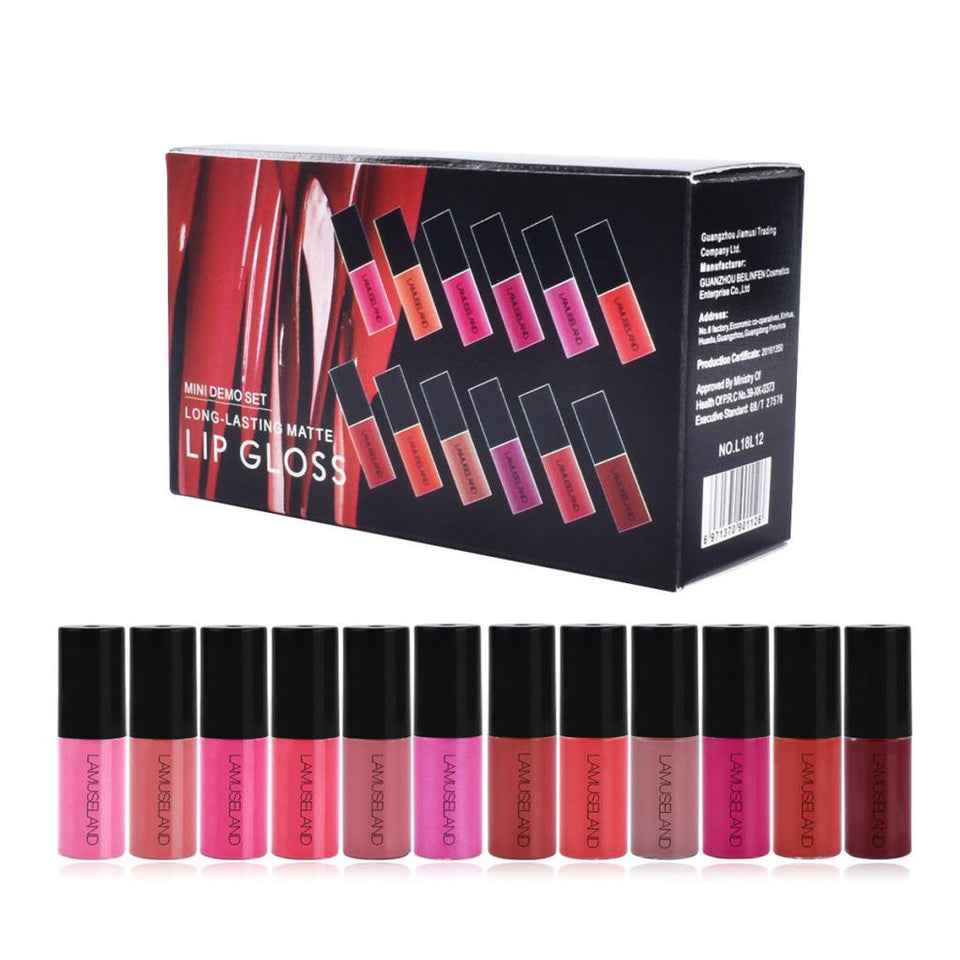 Baosity 12 Colores Mini Lápices Labiales Líquidos a Prueba de Agua de Larga Duración