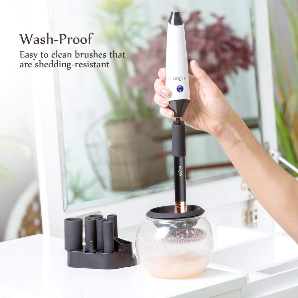 Brochas de Maquillaje 8 Piezas de Anjou, 100% Libre de Crueldad y Vegano con Cerdas Sintéticas Suaves de Alta Calidad, Bolso Cosmético Impermeable Incluido