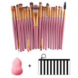 ZUMECA Brochas de Maquillaje, 20pcs Set Maquillaje Profesional Pinceles Maquillaje para Sombra de Ojos, Colorete,Los Labios, Polvo y Cejas con Esponja de Huevo de Belleza (Rosa)