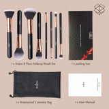 Brochas de Maquillaje 8 Piezas de Anjou, 100% Libre de Crueldad y Vegano con Cerdas Sintéticas Suaves de Alta Calidad, Bolso Cosmético Impermeable Incluido