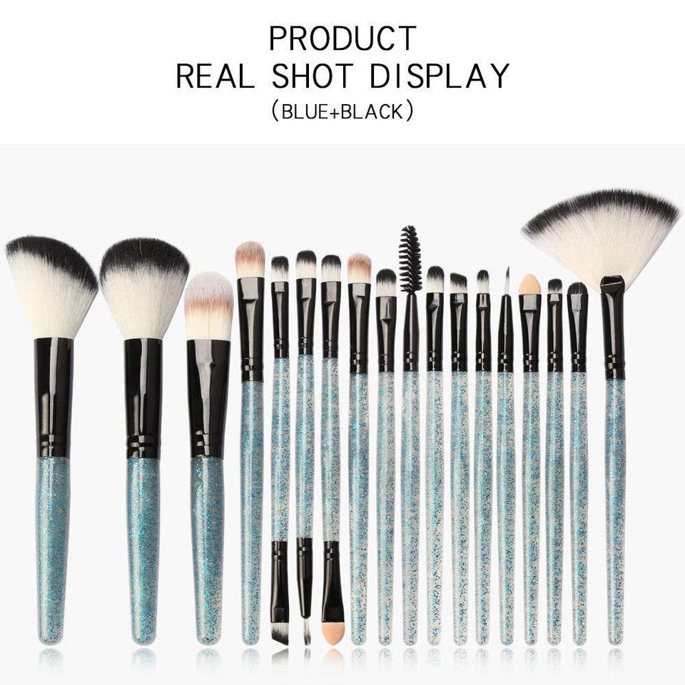 Brochas de Maquillaje, alwaysig 18pcs Base Maquillaje Professional Set de Brochas Maquillaje de Ojos Sombras de Ojos Set de Brochas Cosmético Fundación Ojo Cara Sonrojo Cepillos Polvos Maquillaje (Azul-Negro)